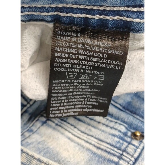 WT 02 Pants Mens Blue Denim Jeans Distressed Acid Wash Cotton Blend 42x32 - Picture 7 of 8